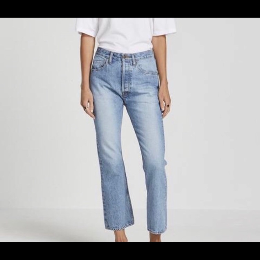 Bassike cropped flare jean size 24 blue